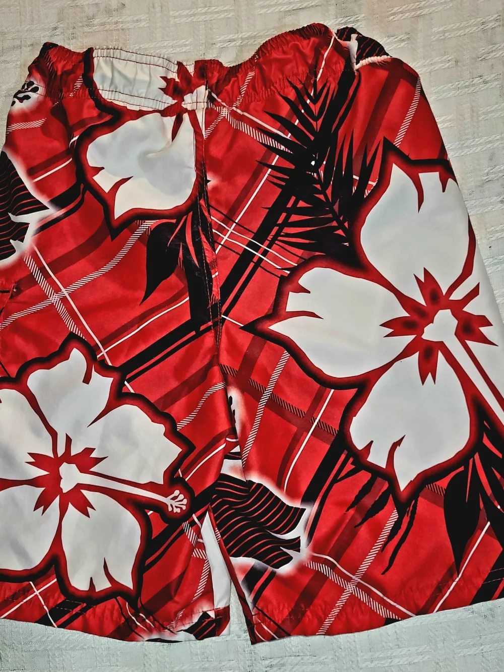 Op Ocean Pacific Board Shorts Boy's Size Medium 8 Swim Trunks Hawaiian Flower